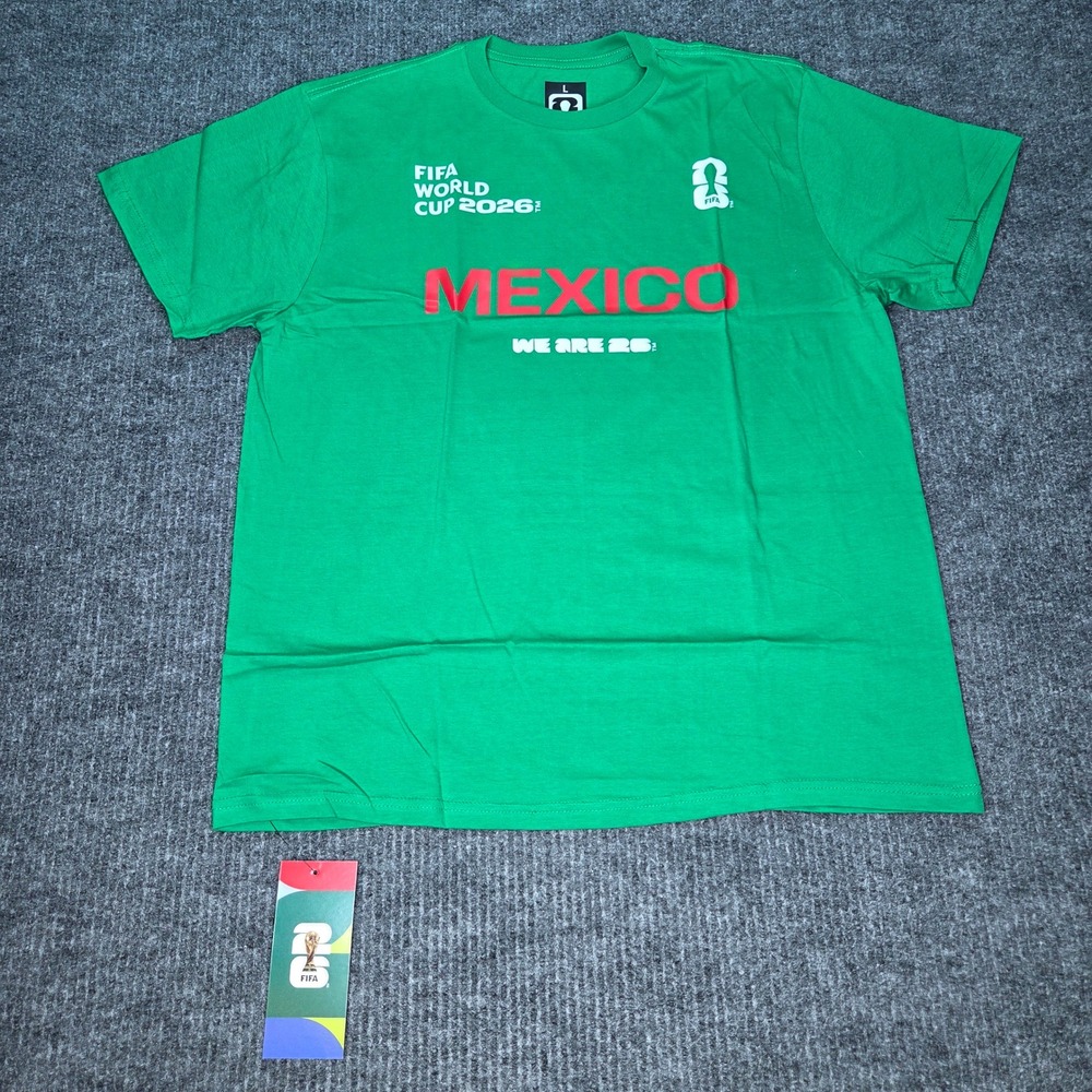 FIFA World Cup 2026 T Shirt Mens Large Green Mexico Graphic Soccer Tee New